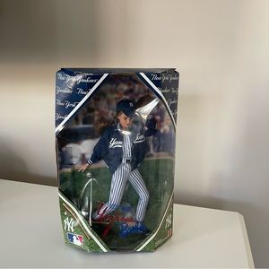 NIB 1999 MLB New York Yankees Baseball Barbie-Bat Ball Mitt Stand, Certificate